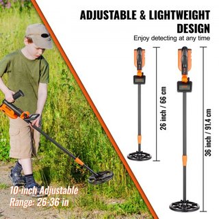 Detector de Metales para Niños, Bobina de Búsqueda Impermeable de 15.2 cm con Pantalla LCD, Detector de Oro Ajustable de 66 cm - 91.4 cm, Mango de Fibra de Carbono Ligero para Detectar Monedas de ...