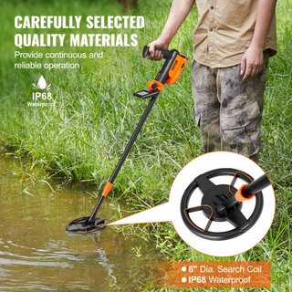 Detector de Metales para Niños, Bobina de Búsqueda Impermeable de 15.2 cm con Pantalla LCD, Detector de Oro Ajustable de 66 cm - 91.4 cm, Mango de Fibra de Carbono Ligero para Detectar Monedas de ...