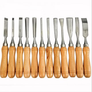Conjuntos de Cinceles de Madera 12pcs Cinceles de Torno 3-3/4 Pulgadas /95MM Cinceles de Carpintería de Madera Herramientas de Torno de Madera Cinceles de Madera Herramientas de Torno para Tallado...