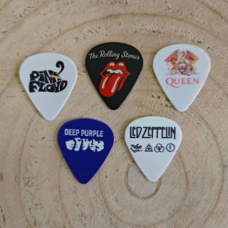 Lote 5 Púas Rock Clásico + Portapúas