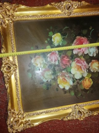 Cuadro Flores Marco Antiguo Dorado