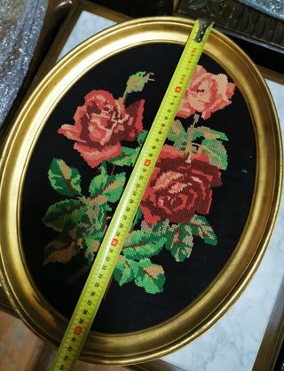 Cuadro Vintage Ramo Rosas Punto Cruz