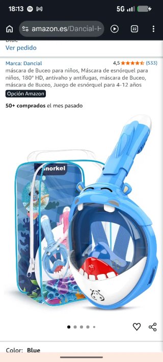 Máscara buceo infantil hipopótamo