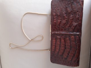 Bolso Clutch Piel Cocodrilo Marrón
