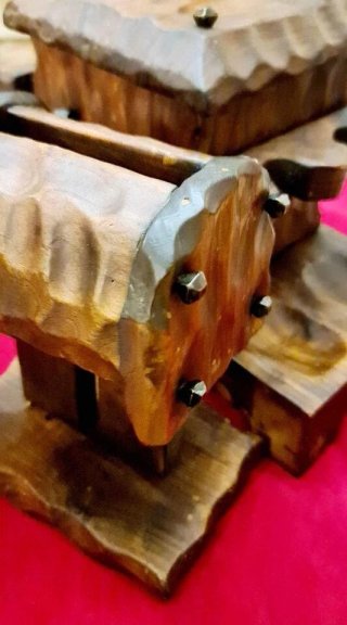 Set Fumo Antico Legno Intagliato Portapipe