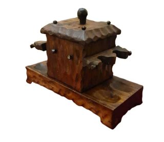 Set Fumo Antico Legno Intagliato Portapipe