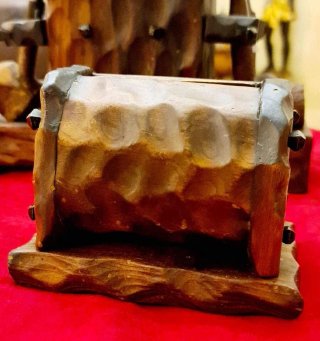 Set Fumo Antico Legno Intagliato Portapipe
