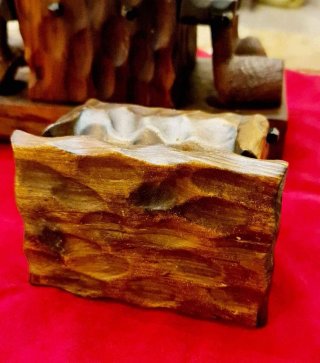 Set Fumo Antico Legno Intagliato Portapipe