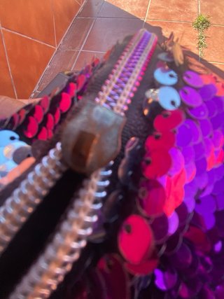 Riñonera lentejuelas morado y rosa