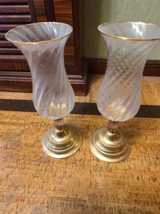 Juego de 2 jarrones de cristal y metal