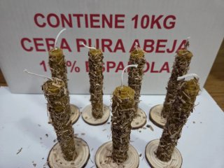7 Velas Cera Abeja Corteza Sauce