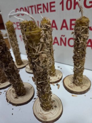 7 Velas Cera Abeja Corteza Sauce