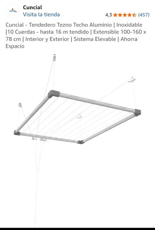 Tendedero Techo Aluminio Cuncial 16m