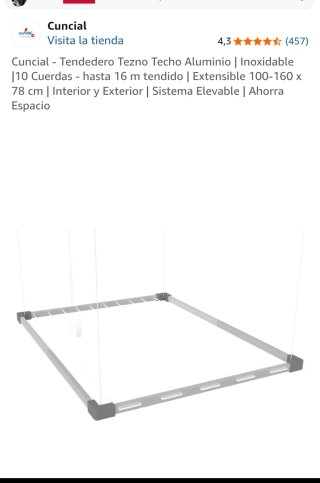 Tendedero Techo Aluminio Cuncial 16m