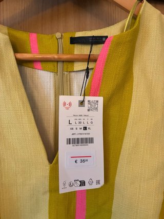 Vestido Zara Rayas Verdes, Rosas y Moradas