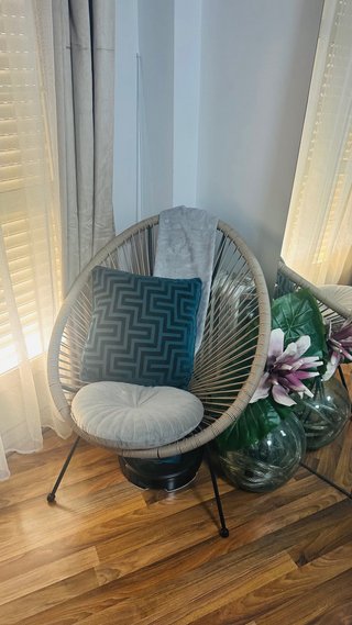 Sillón Acapulco Ratán Beige y Teal