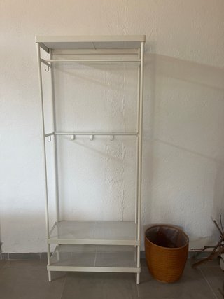 Perchero zapatero recibidor blanco metal