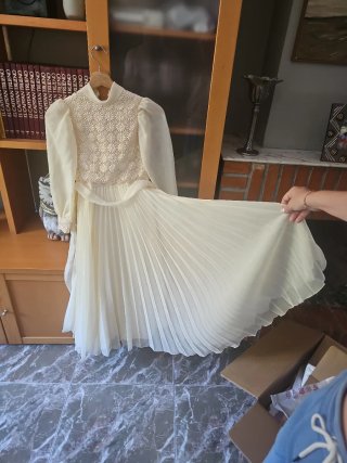 Vestido comunión beige manga larga