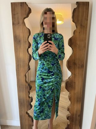 Vestido Zara Fruncido Lateral Estampado