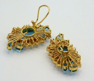 Pendientes de Oro, Aguamarinas y Diamantes