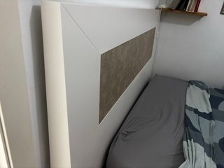Cabecero Cama 150cm Madera Blanco y Piel