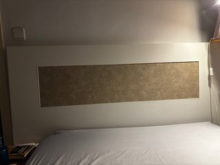 Cabecero Cama 150cm Madera Blanco y Piel