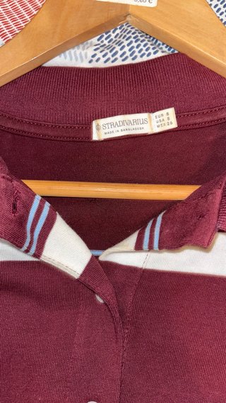 Polo manga larga Stradivarius burdeos Talla S
