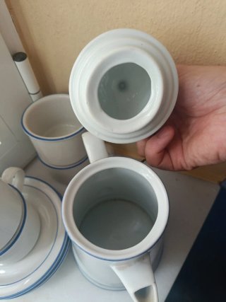 Cafetera y tazas Herrandiz porcelana