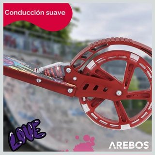 Arebos City Scooter Pedal Scooter Regulable, Rojo