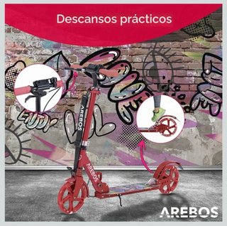 Arebos City Scooter Pedal Scooter Regulable, Rojo