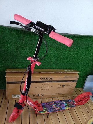 Arebos City Scooter Pedal Scooter Regulable, Rojo
