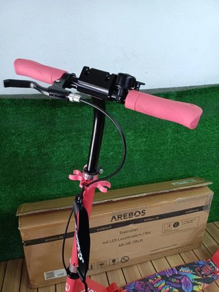 Arebos City Scooter Pedal Scooter Regulable, Rojo