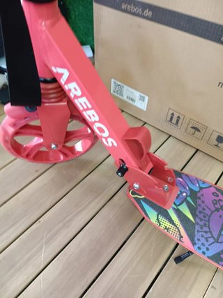 Arebos City Scooter Pedal Scooter Regulable, Rojo