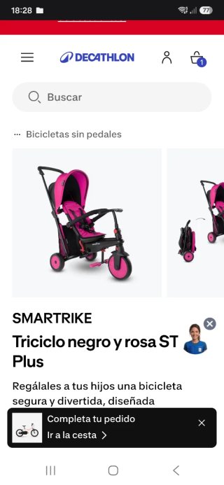 Triciclo Smartrike Negro y Rosa