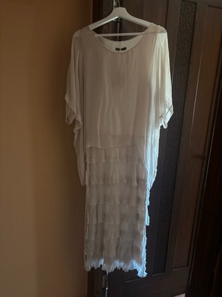 Vestido seda talla única beige
