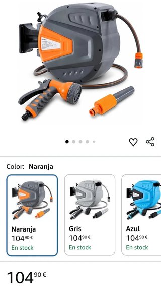 Carrete Manguera Jardín Arebos Automático 20m