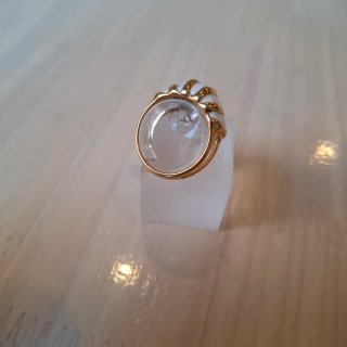 Anillo Acero Mujer Dorado y Blanco