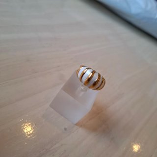 Anillo Acero Mujer Dorado y Blanco
