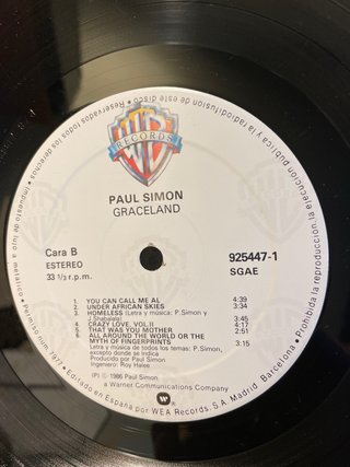 PAUL SIMON “Graceland” Lp. VG+/VG+