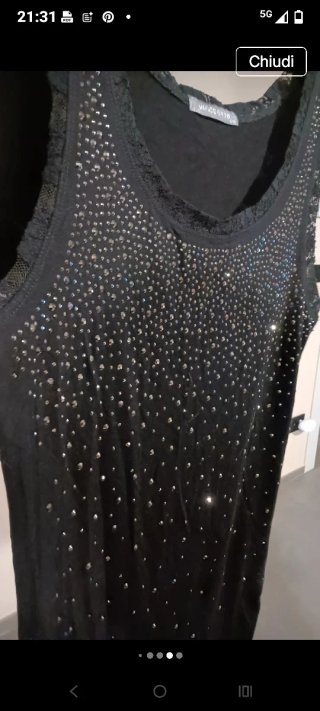 Canotta Vince Camuto nera con strass taglia S