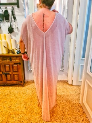 Vestudo kaftan lamé rosa y plata Talla 54