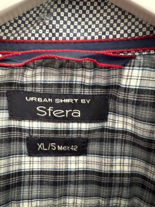 Camisa Sfera azul con coderas cuadros Talla L