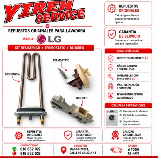 Kit Resistencia + Termostato + Bloqueo LG Lavadora