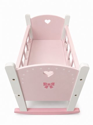 Cuna mecedora para muñecas rosa