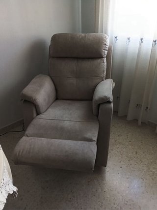 Poltrona Relax Beige/Grigio in Tessuto