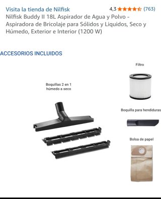 Aspiradora Nilfisk Buddy II 18L Agua y Polvo