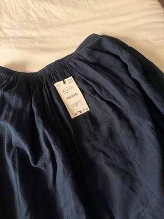 Falda midi lino azul Zara Talla S