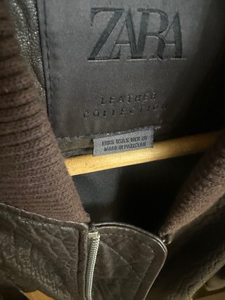 Cazadora de piel Zara marrón Leather Collection