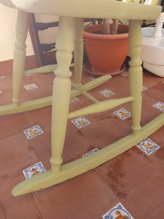 Silla mecedora /madera/estilo Windsor/Verde lima