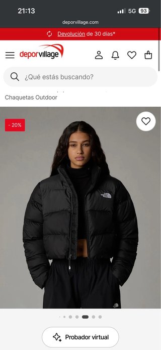 Abrigo The North Face Cropped Negro